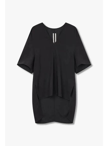 WOMEN Short sleeve V neck blouse black - RICK OWENS - BALAAN 1