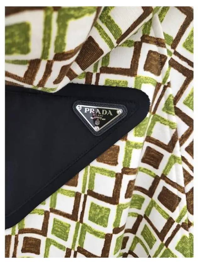 lettering print pattern cotton hooded top - PRADA - BALAAN.