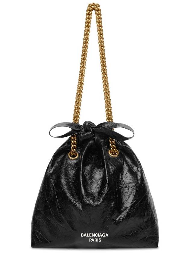 Crush Small Leather Shoulder Bag Black - BALENCIAGA - BALAAN 4