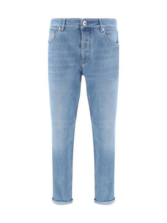 Men's 5 Pocket Slim Fit Jeans Light Blue - BRUNELLO CUCINELLI - BALAAN 1