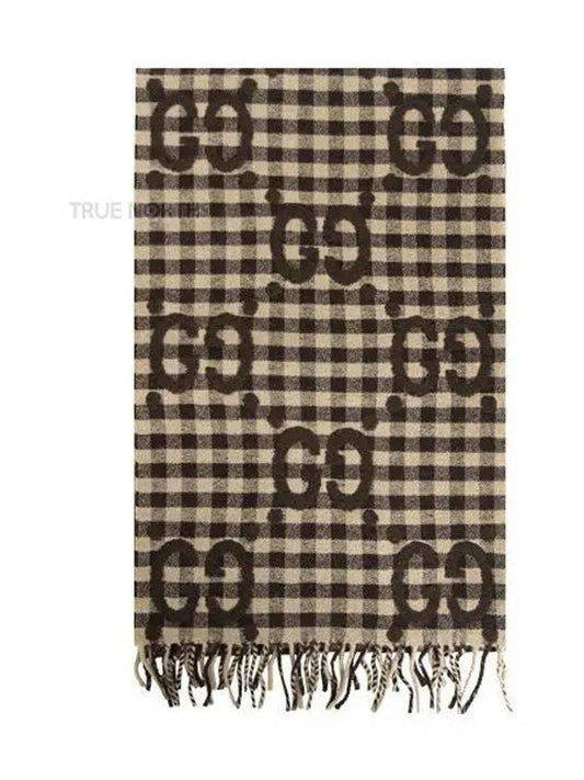 644365 3GA69 2764 GG Jacquard Wool Scarf Brown 1061149 - GUCCI - BALAAN 1