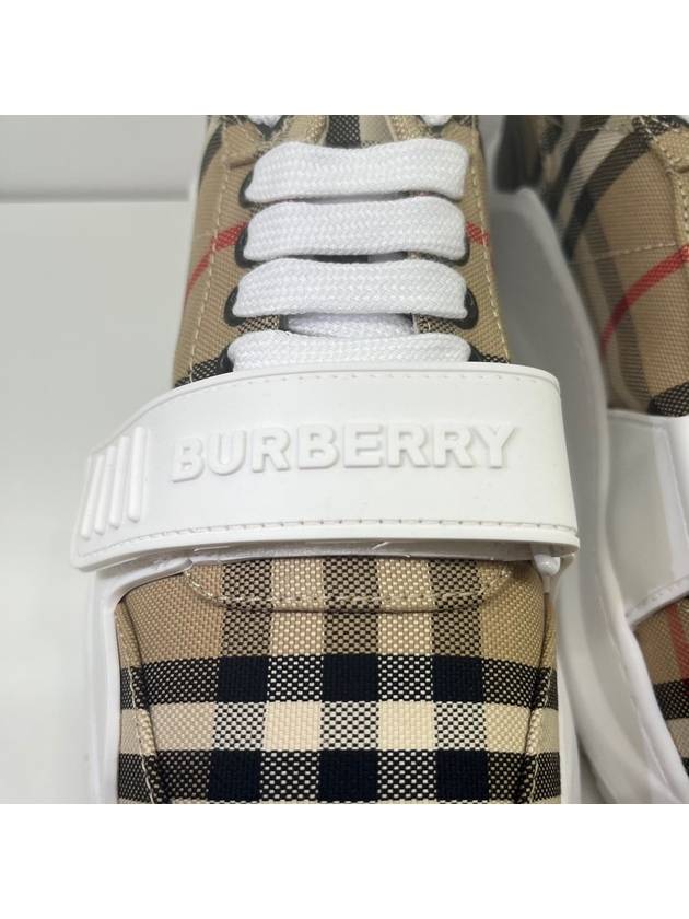 Vintage Check And Leather Sneakers White Archive Beige - BURBERRY - BALAAN 4