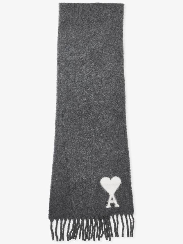 heart logo oversized muffler scarf gray - AMI - BALAAN 2