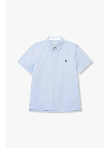 PS Zebra Patch Short Sleeve Shirt Blue - PAUL SMITH - BALAAN 1