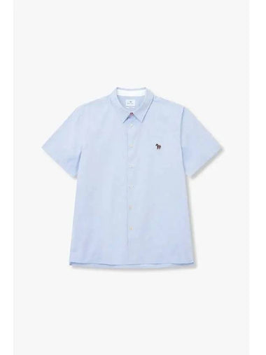 PS Zebra Patch Short Sleeve Shirt Blue - PAUL SMITH - BALAAN 1