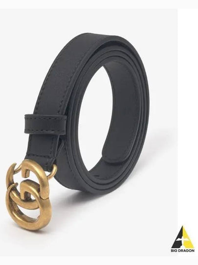 GG Marmont Double Buckle Thin Belt Black - GUCCI - BALAAN 2