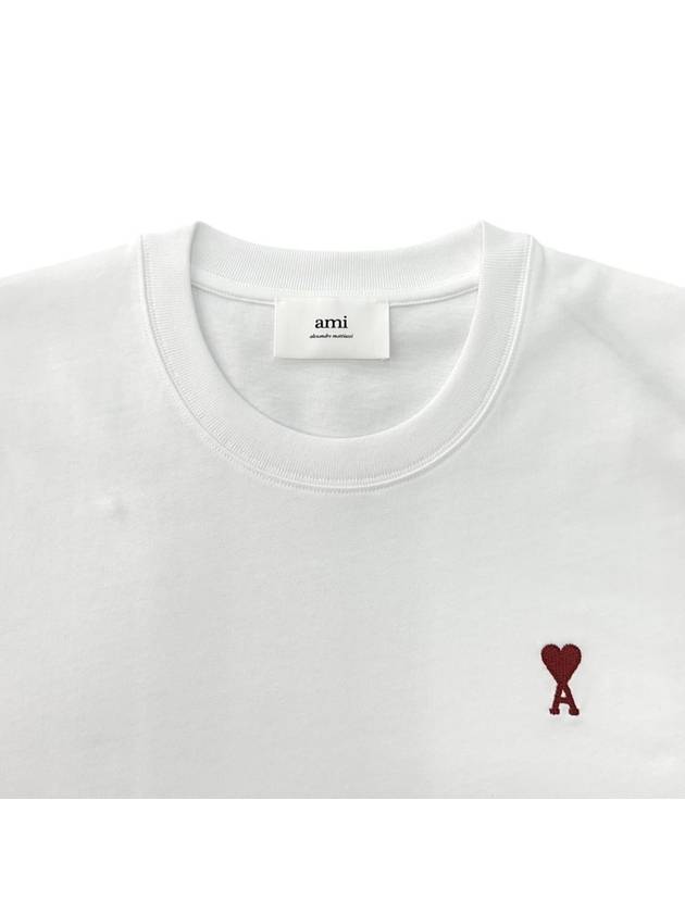 Small Heart Logo Boxy Fit Short Sleeve T-Shirt White - AMI - BALAAN 4