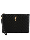 Gold Monogram Matelasse Clutch Bag Black - SAINT LAURENT - BALAAN 3