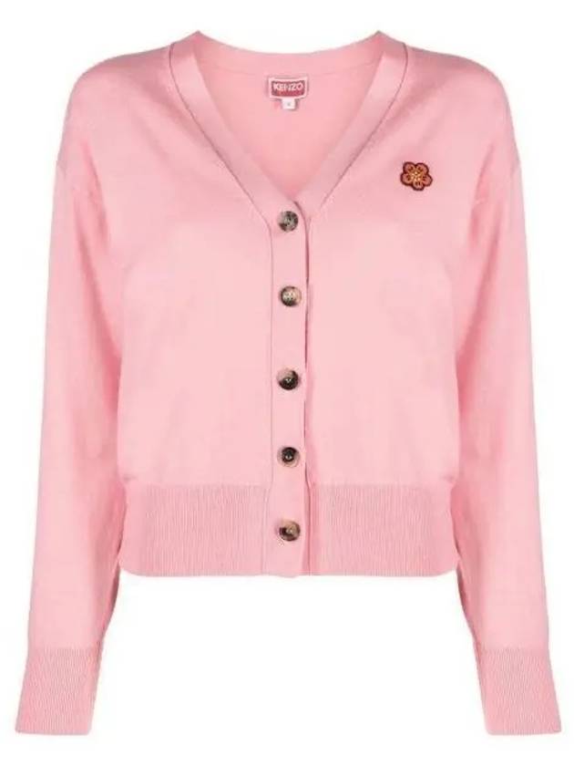 Boke Flower Embroidered Wool Cardigan Pink - KENZO - BALAAN 2