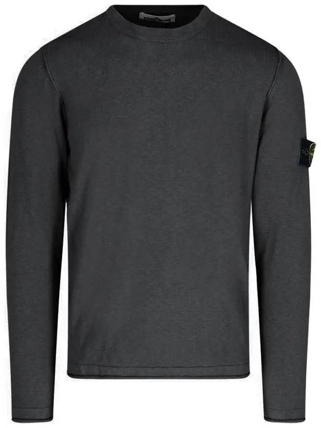 wappen patch crew neck knit top charcoal - STONE ISLAND - BALAAN 3