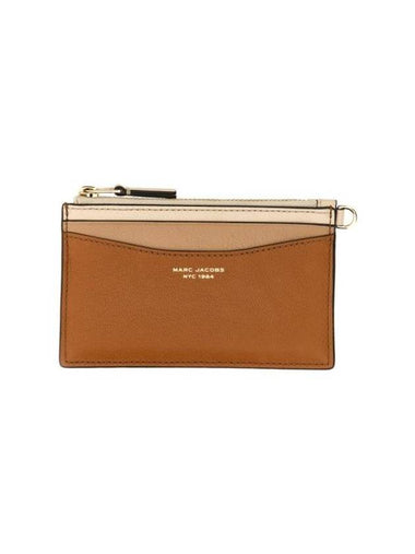 The Slim 84 Colorblock Top Zip Wristlet Card Wallet Brown - MARC JACOBS - BALAAN 1