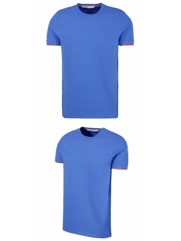 Arm Logo Round Short Sleeve T-Shirt Blue - MONCLER - BALAAN 5