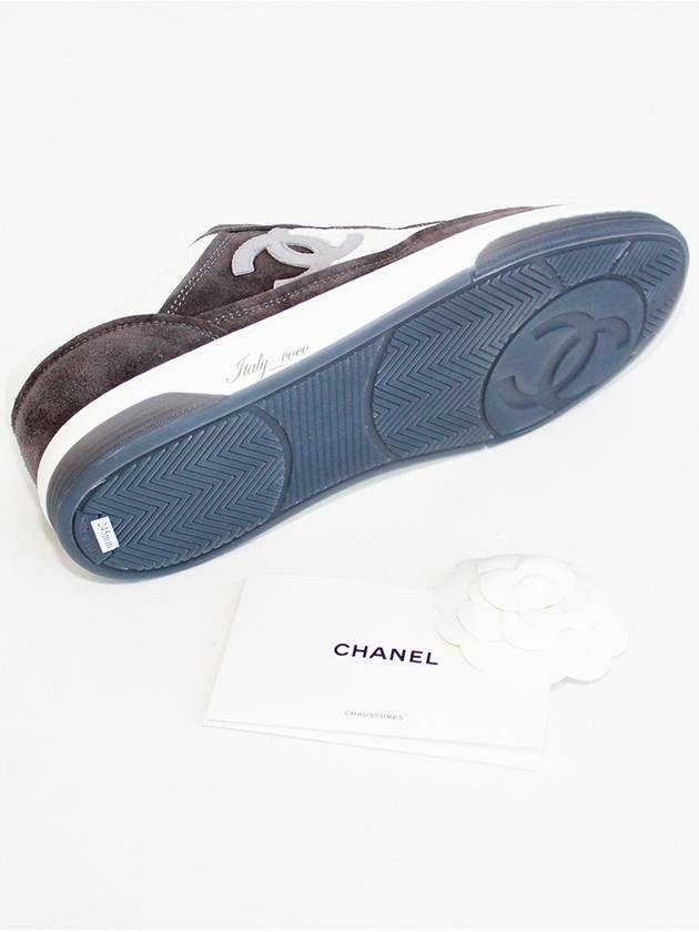 CC Logo Suede Kidskin Low Top Sneakers Black - CHANEL - BALAAN 11