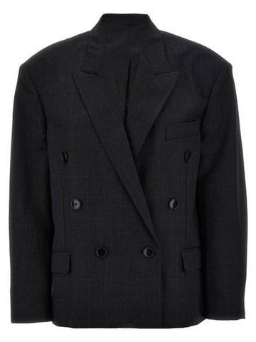 Claro Wool Jacket Anthracite - ISABEL MARANT - BALAAN 1