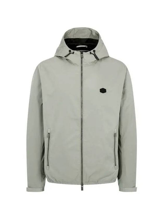 Men s Eagle Logo Patch Hooded Jacket Gray 270093 - EMPORIO ARMANI - BALAAN 1