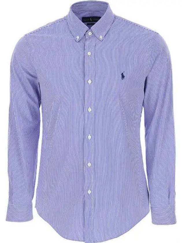 Pony Embroidery Striped Long Sleeve Shirt Blue - POLO RALPH LAUREN - BALAAN.