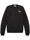 Loose Fit Badge Accent Fleece Sweatshirt Black - LACOSTE - BALAAN 1