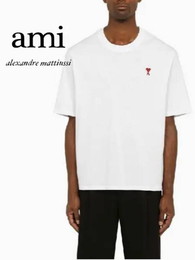 Small Heart Logo Boxy Fit Short Sleeve T-Shirt White - AMI - BALAAN 2