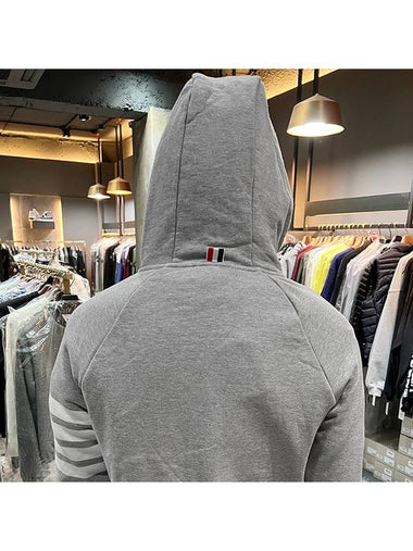 Engineered 4 Bar Diagonal Zip Up Hoodie Light Grey - THOM BROWNE - BALAAN 7