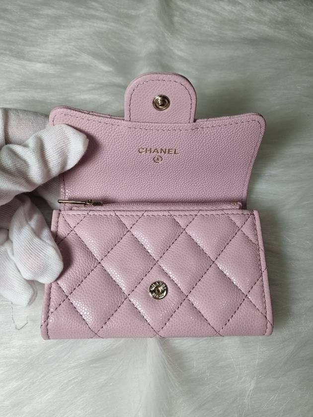 Classic Flap Snap Zipper Caviar Card Wallet Light Pink Gold AP4096 B10583 NY558 - CHANEL - BALAAN 3