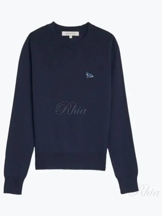 Women's Baby Fox Patch Regular Knit Top Deep Navy - MAISON KITSUNE - BALAAN 2