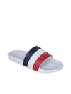 Basil Logo Emboss Striped Slippers White - MONCLER - BALAAN 2