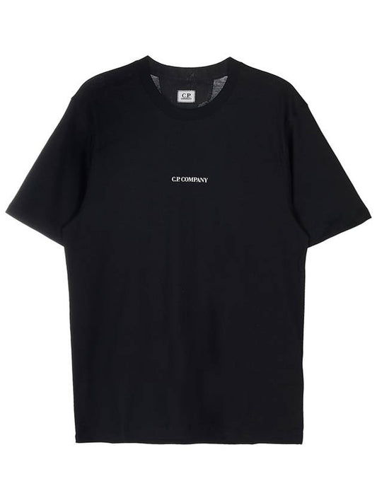 Small Logo Print Short Sleeve T-Shirt Black - CP COMPANY - BALAAN.