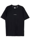 Small Logo Print Short Sleeve T-Shirt Black - CP COMPANY - BALAAN 11