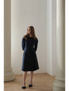 Caisienne wedding guest look jacquard H line midi dress navy blue - CAHIERS - BALAAN 4