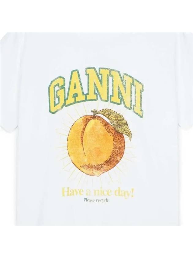 Women's Relaxed Peach Print Short Sleeve T-Shirt White - GANNI - BALAAN 5