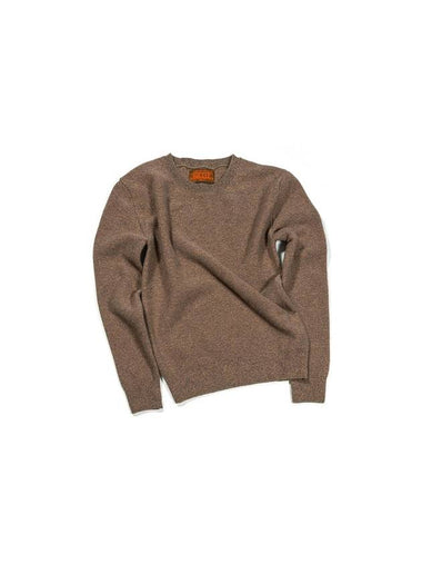 Women's Wool Cashmere Blend Round Neck Knit Pullover Brown - IOEDLE - BALAAN 1