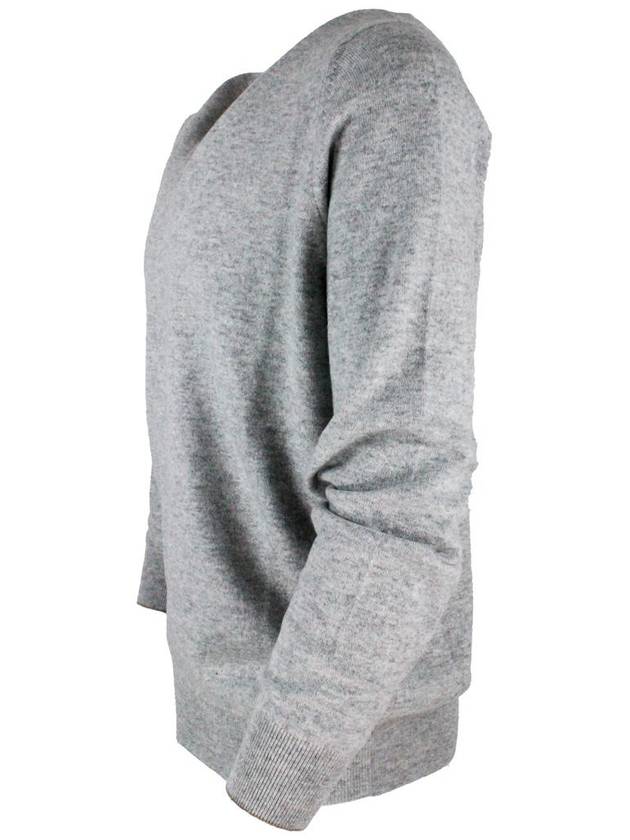 V-neck knit top gray - BRUNELLO CUCINELLI - BALAAN 3