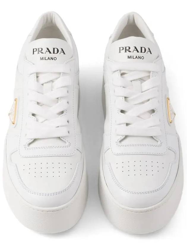 Downtown Bold Leather Low Top Sneakers White - PRADA - BALAAN 5