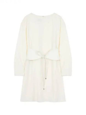 Women s Shirring Patch Sleeve Boat Neck Dress Ivory 270082 - EMPORIO ARMANI - BALAAN 1