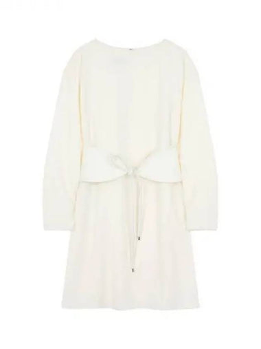 Women s Shirring Patch Sleeve Boat Neck Dress Ivory 270082 - EMPORIO ARMANI - BALAAN 1