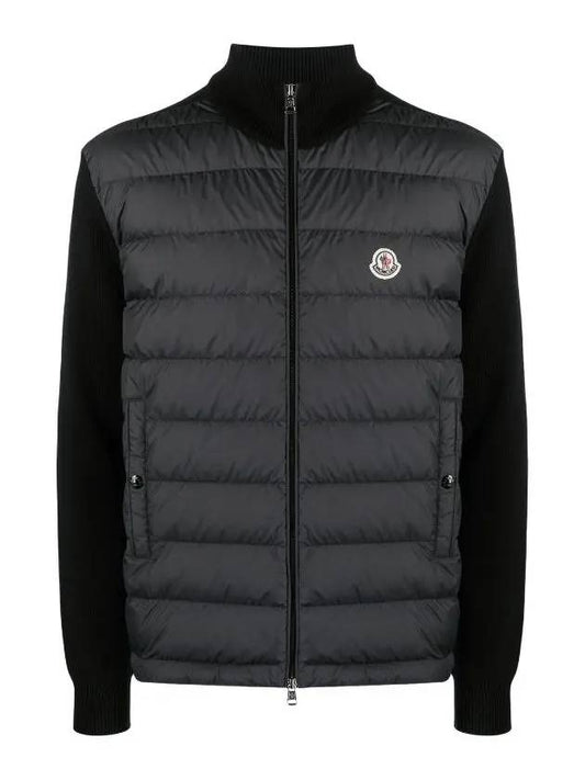 Padded Cotton Zip-Up Cardigan Black - MONCLER - BALAAN 2