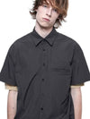 Men s SSHS CH Seersucker String Half Shirt Charcoal - CHANCE'S NOI - BALAAN 8