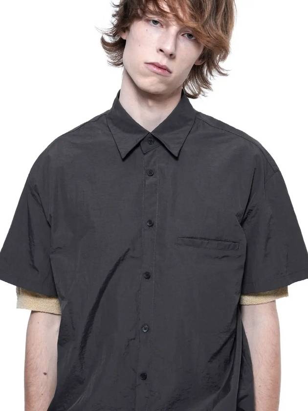 Men s SSHS CH Seersucker String Half Shirt Charcoal - CHANCE'S NOI - BALAAN 8