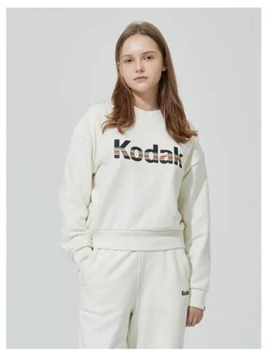 KODAK Apparel Rainbow Semi Crop Fit Sweatshirt Women IVORY - KODO - BALAAN 1