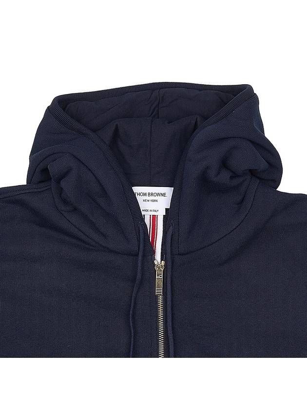 Center Back Stripe Cotton Zip Up Hoodie Navy - THOM BROWNE - BALAAN 4