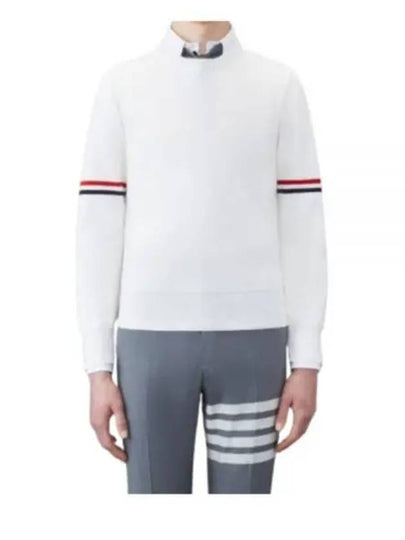 Men's Milan Stitch Armband Crew Neck Knit Top White - THOM BROWNE - BALAAN 2