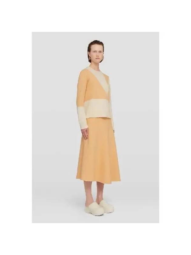 Two Tone Jacquard Wool Knit Top Orange - JIL SANDER - BALAAN 4