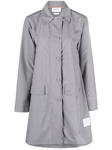 Military Ripstop Round Collar Over Pea Coat Medium Grey - THOM BROWNE - BALAAN 1