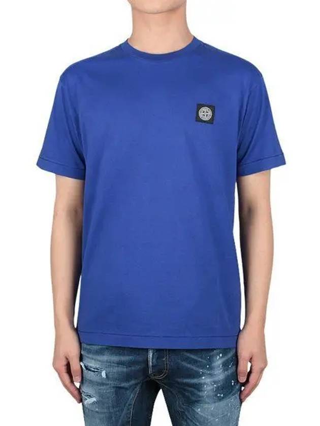 Logo Patch Short Sleeve T-Shirt Blue - STONE ISLAND - BALAAN 2