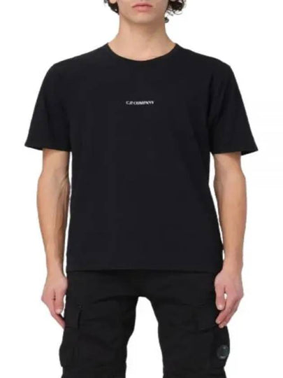 24/1 Jersey Garment Dyed Logo Short Sleeve T-Shirt Black - CP COMPANY - BALAAN 2