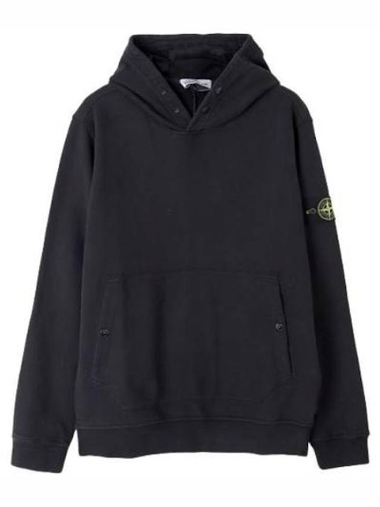 Brushed cotton fleece snap hoodie regular fit - STONE ISLAND - BALAAN 1