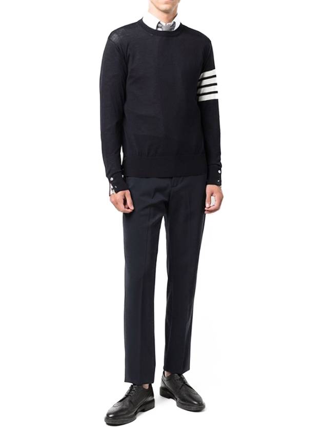 4 Bar Armband Classic Merino Wool Knit Top Navy - THOM BROWNE - BALAAN 5