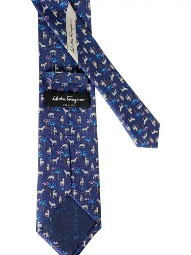 Animal Print Silk Twill Neck Tie Blue - SALVATORE FERRAGAMO - BALAAN 5