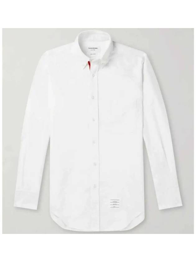 Oxford Grosgrain Placket Cotton Long Sleeve Shirt White - THOM BROWNE - BALAAN 2