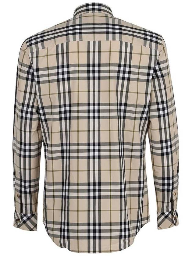 Men's Poplin Check Long Sleeve Shirt Ivory Black - BURBERRY - BALAAN 3